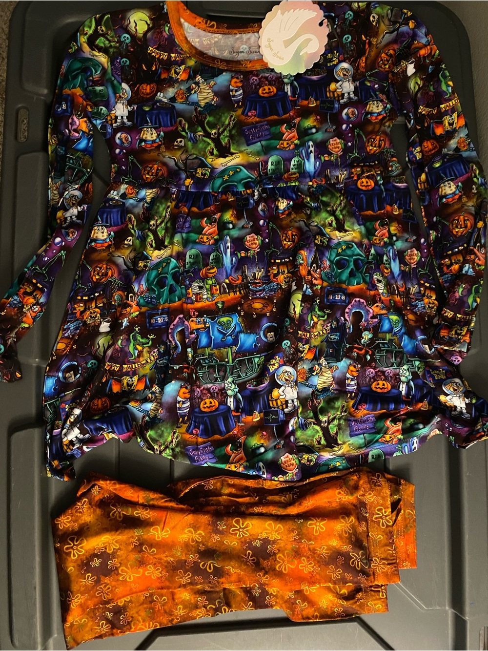 Sugar Swan 9/10 peplum with leggings SpongeBob Halloween NWT